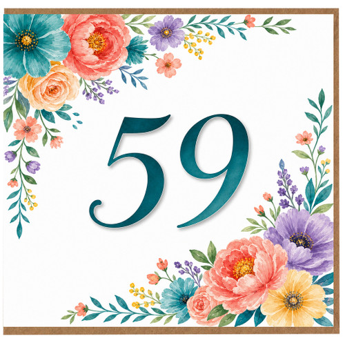 59th Birthday Card, Floral Design