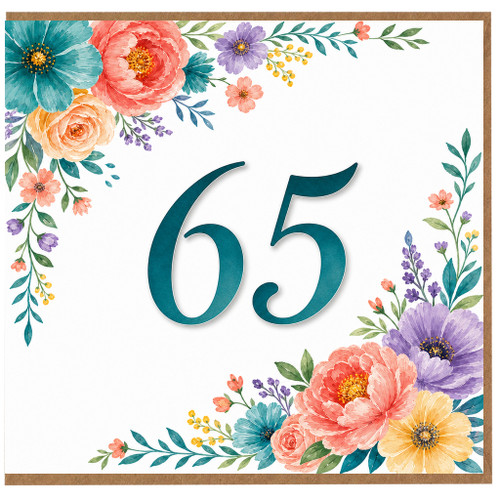 65th Birthday Card, Floral Age 65 Card