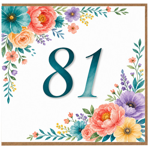 81st Birthday Card, Floral 81 Birthday Card