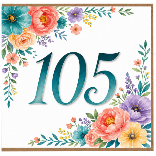 105th Birthday Card, Floral Birthday Card