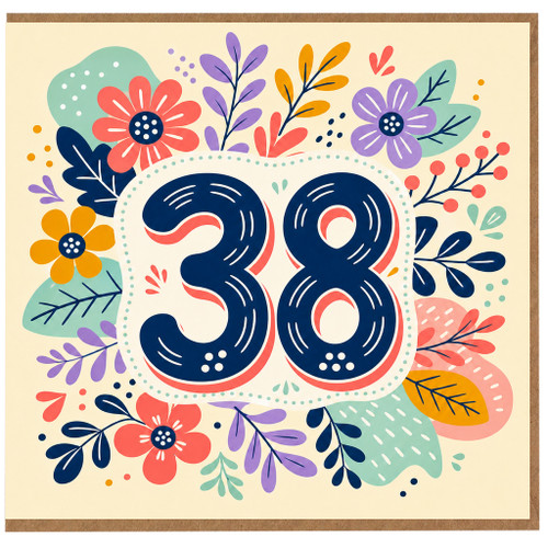 38th Birthday Card, Floral Number 30 Card