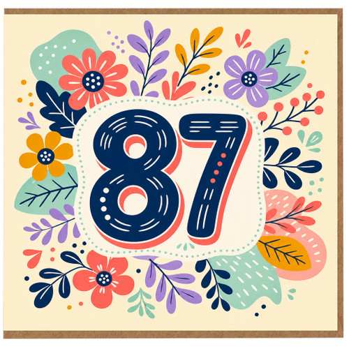 87th Birthday Card, Colourful Floral Celebration Card