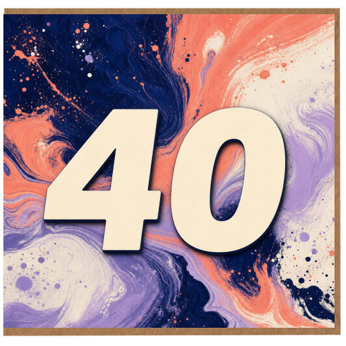 40th Birthday Card, Abstract Number 40 Celebration Card