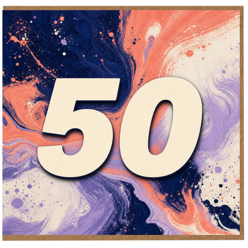 50th Birthday Card, Bold Abstract Number 50 Card