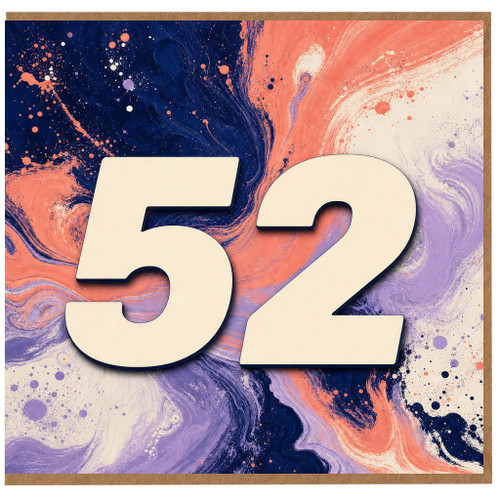 52nd Birthday Card, Bold Abstract Number 52 Card