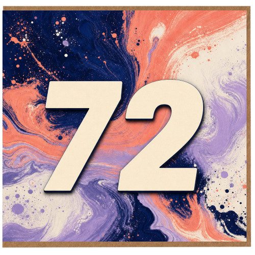72nd Birthday Card, Bold Abstract Marble Design