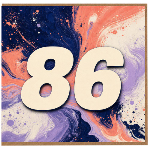 86th Birthday Card, Abstract Paint Splash Number 86 Card