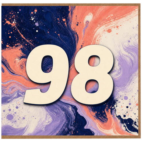 98th Birthday Card, Bold Abstract Paint Splatter Design