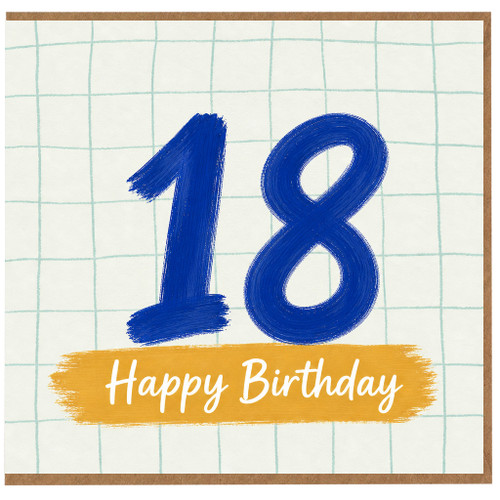 18th Birthday Card, Happy Birthday Blue Number 18 Card