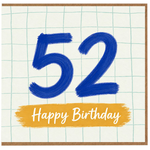 52nd Birthday Card, Happy Birthday Card