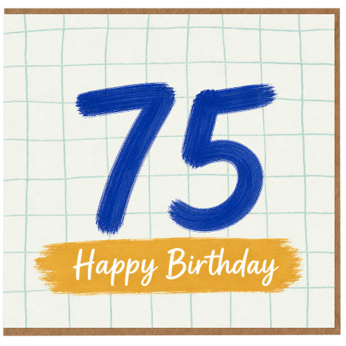 75th Birthday Card, Blue Number 75 Happy Birthday Card