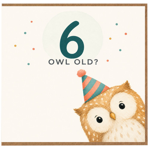 6th Birthday Card, Owl Old? Cute Owl Party Design