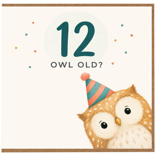 12th Birthday Card, Owl Old? Birthday Card for 12 Year Old