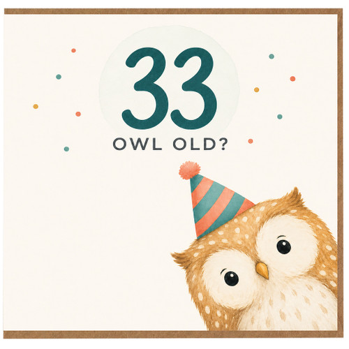 33rd Birthday Card, Owl Old Humorous Birthday Card