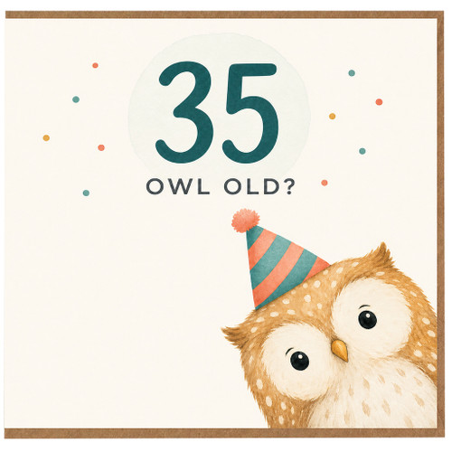 35th Birthday Card, Funny Owl Old Card