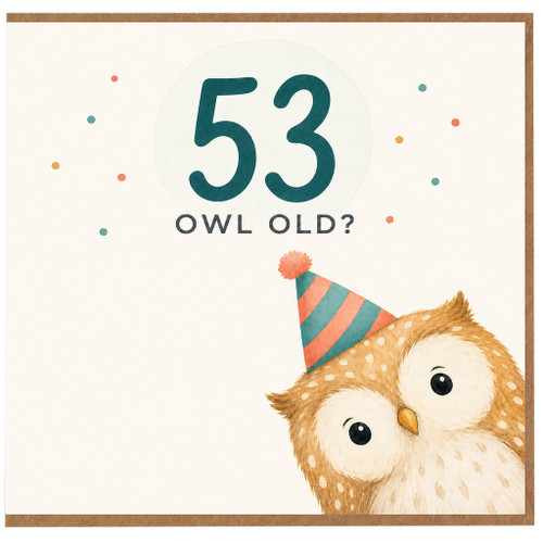 53rd Birthday Card, Funny Owl Old Birthday Card