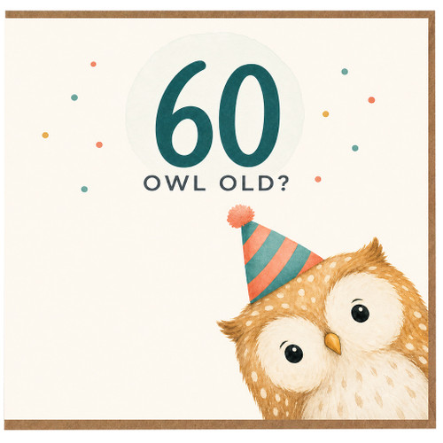 60th Birthday Card, Funny Owl Birthday Card