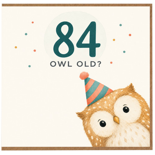 84th Birthday Card, Funny Owl Old Birthday Card