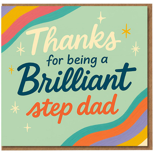 Thanks for Being a Brilliant Step Dad Card - Thank You Card for Stepdad, Colourful Stars Design, Step Father Appreciation from Son or Daughter