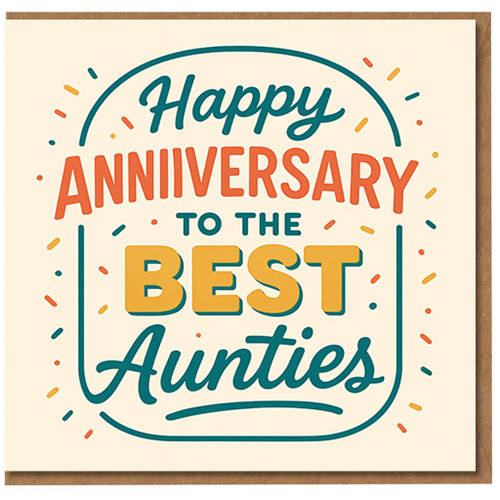 Happy Anniversary To The Best Aunties Card - Colourful Confetti Design - Anniversary Greeting Card for Aunties, Two Aunts - Heartfelt Celebration with Envelope