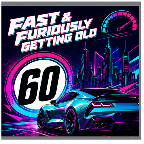 60th Birthday Card, Fast & Furiously Getting Old Retro Racing Card