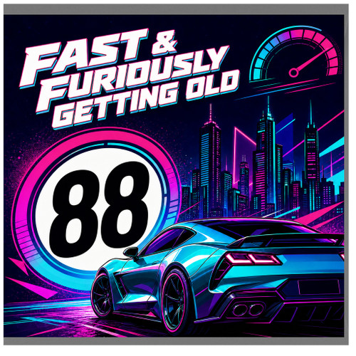 88th Birthday Card, Fast & Furiously Getting Old Sports Car Design