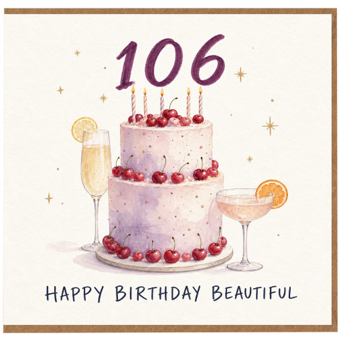 106th Birthday Card, Happy Birthday Beautiful Cake Card