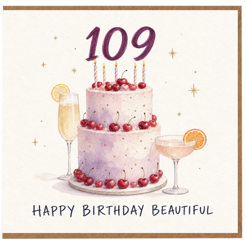 109th Birthday Card, Happy Birthday Beautiful Card for Her