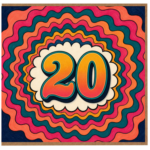 20th Birthday Card, Colourful Retro 20 Today Card