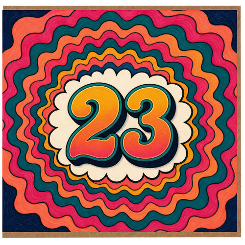 23rd Birthday Card, Retro Colourful Number 23 Design