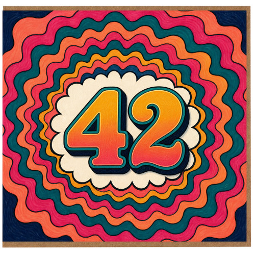 42nd Birthday Card, Retro Colourful Number 42 Card