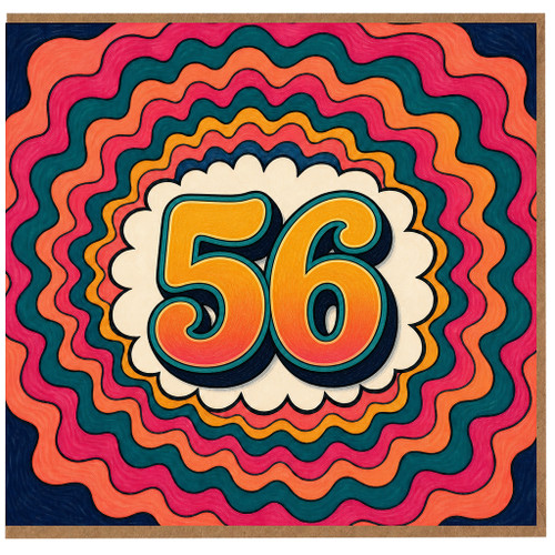 56th Birthday Card, Retro Colourful Number 56 Card