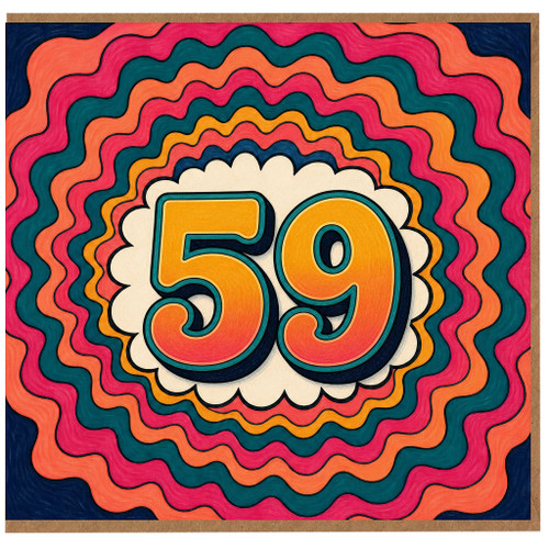 59th Birthday Card, Retro Colourful Number 59 Card