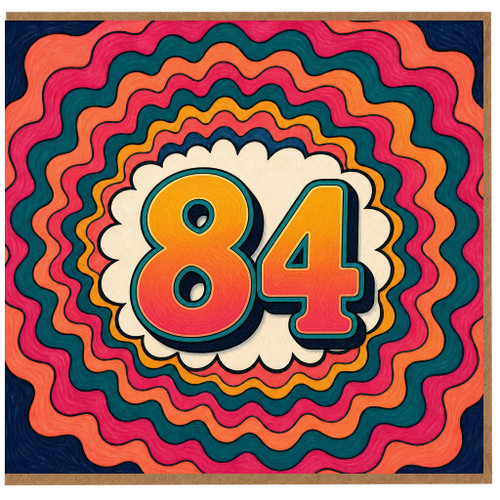 84th Birthday Card, Retro Multicoloured Number 84 Card