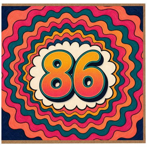 86th Birthday Card, Retro Colourful Number 86 Greeting Card