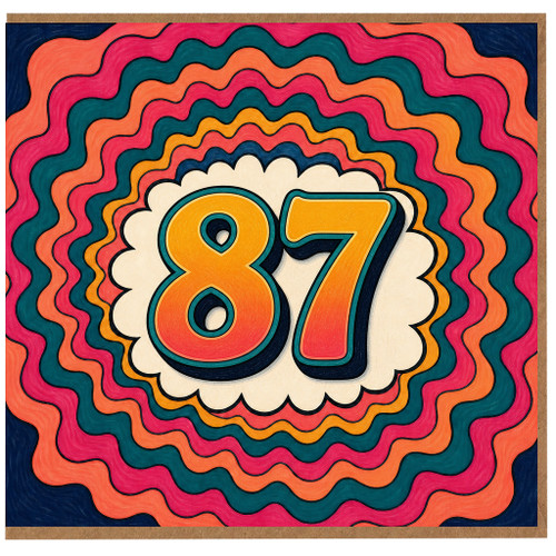 87th Birthday Card, Colourful Retro Number 87 Card
