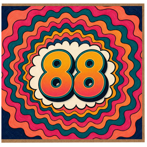 88th Birthday Card, Retro Colourful Number 88 Design