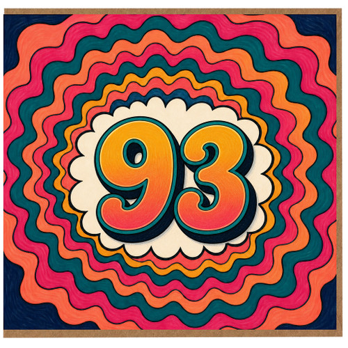 93rd Birthday Card, Retro Colourful Number 93 Card