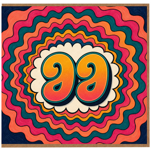 99th Birthday Card, Retro Colourful Number 99 Card
