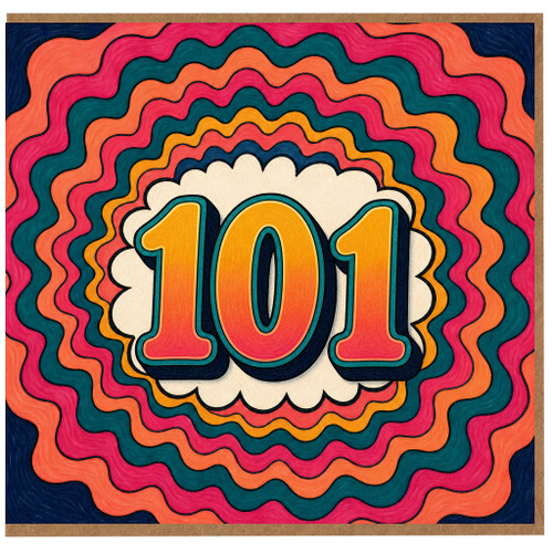 101st Birthday Card, Bold Retro Colourful Number 101 Card
