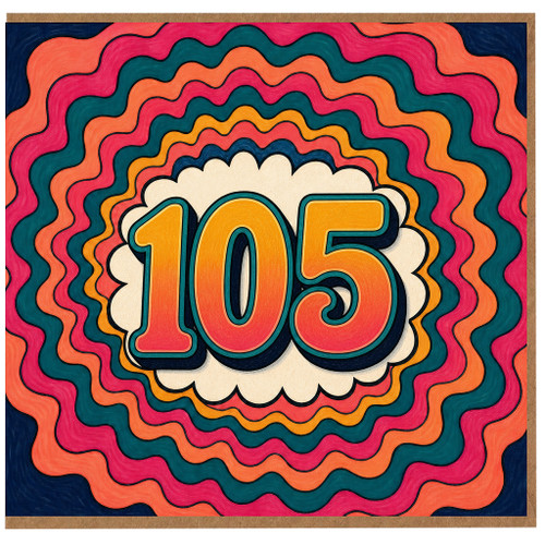 105th Birthday Card, Colourful Retro Style Age 105 Card