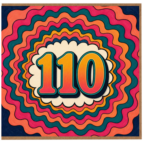 110th Birthday Card, Colourful Retro Style Card