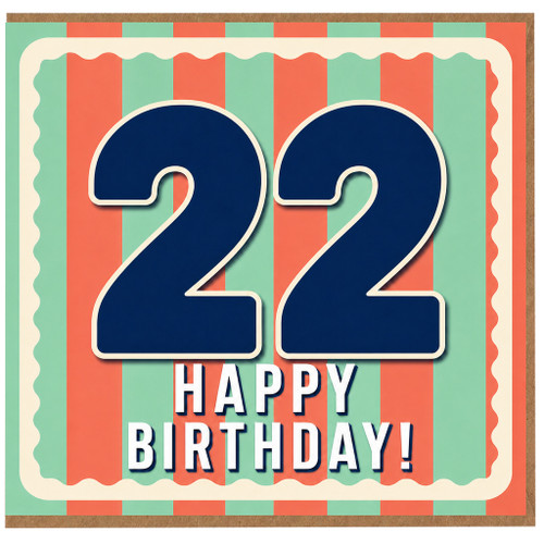 22nd Birthday Card, Happy 22 Birthday Card