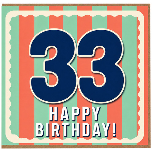 33rd Birthday Card, Happy Birthday Card