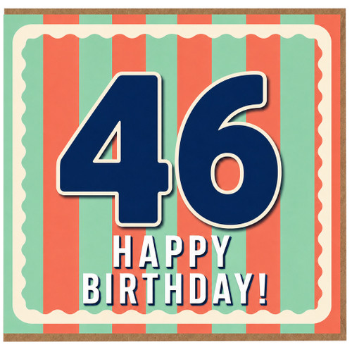 46th Birthday Card, Happy 46th Birthday Card, Retro Striped Design