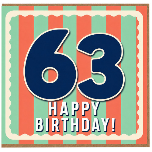 63rd Birthday Card, Happy Birthday Card