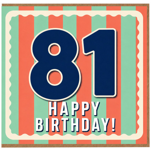 81st Birthday Card, Happy Birthday Retro Number 81 Card