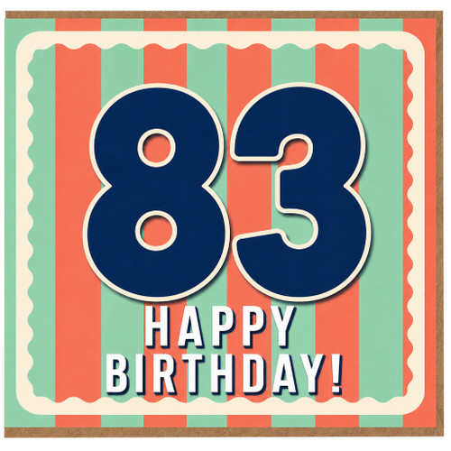 83rd Birthday Card, Happy Birthday Retro Stripe Design