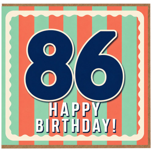 86th Birthday Card, Happy Birthday Retro Striped Card