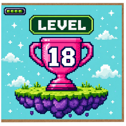18th Birthday Card, Level 18 Gaming Card